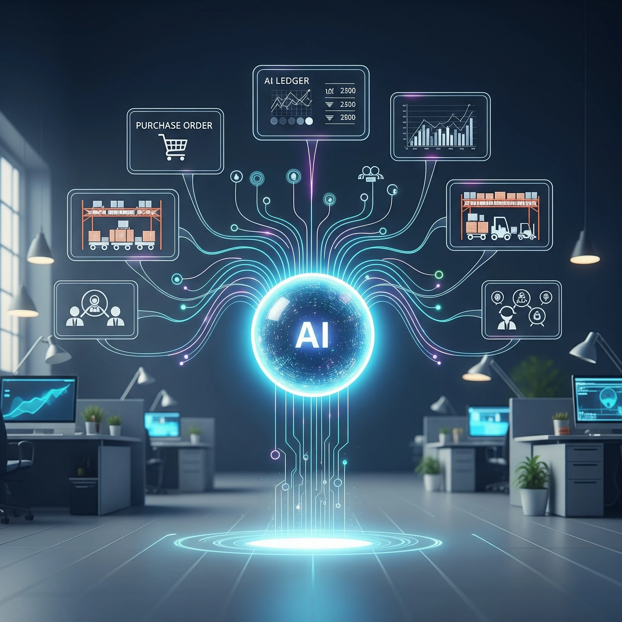 Modern business operations with AI automation technology for Odoo ERP systems