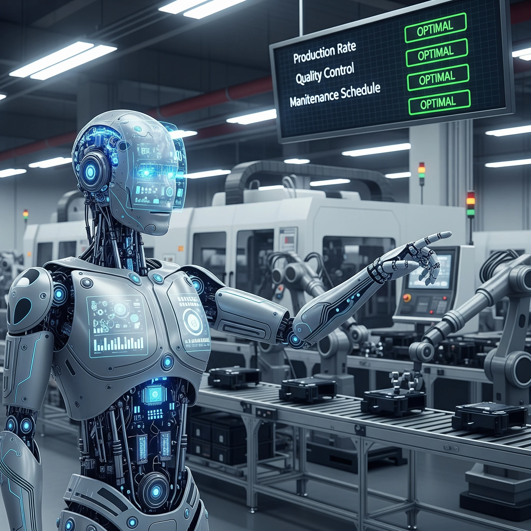 Smart manufacturing facility with AI-powered production optimization and quality control for Odoo ERP system